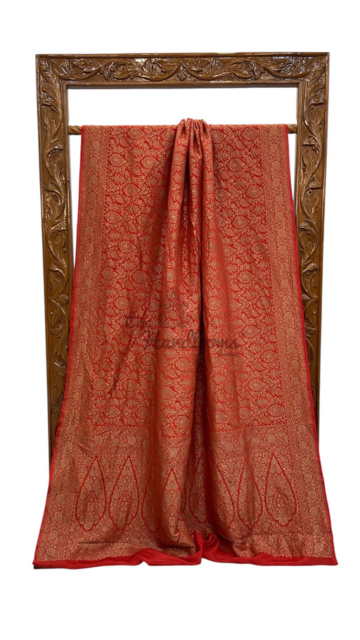 Pure Khaddi Crepe Georgette Banarasi Handloom Saree-Brocade - The Handlooms