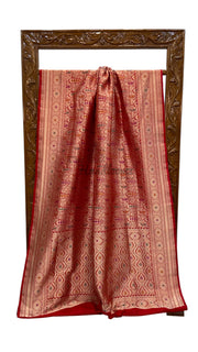 Regal Pure Katan Silk Banarasi Saree – Handwoven Tanchui Brocade with Meenakari Work - The Handlooms