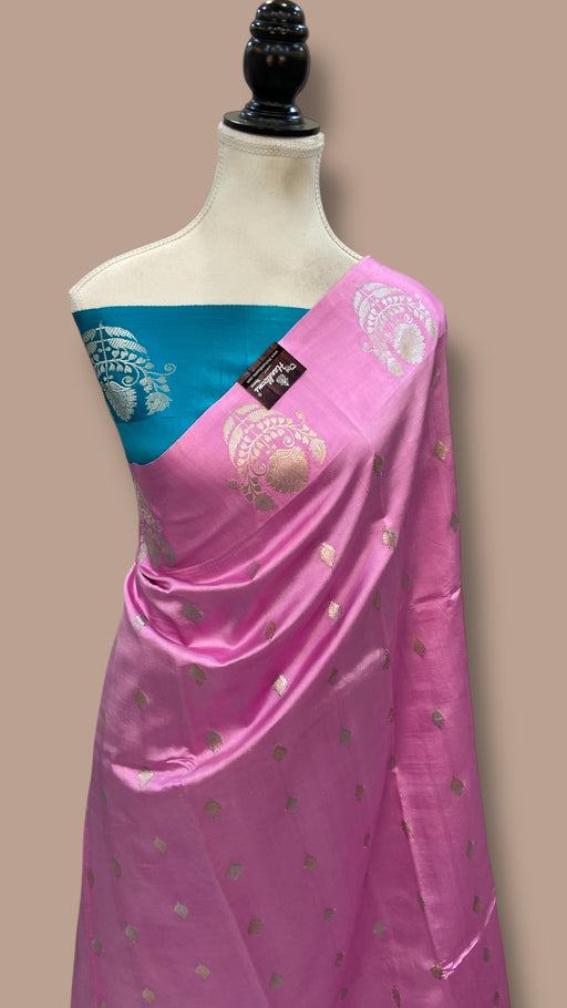 Pure Mango Silk Banarasi Handloom Saree All Over Kadua Motifs - The Handlooms