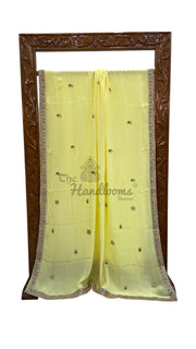 Pure Georgette Handloom Banarasi Saree with Handwork Lace - The Handlooms