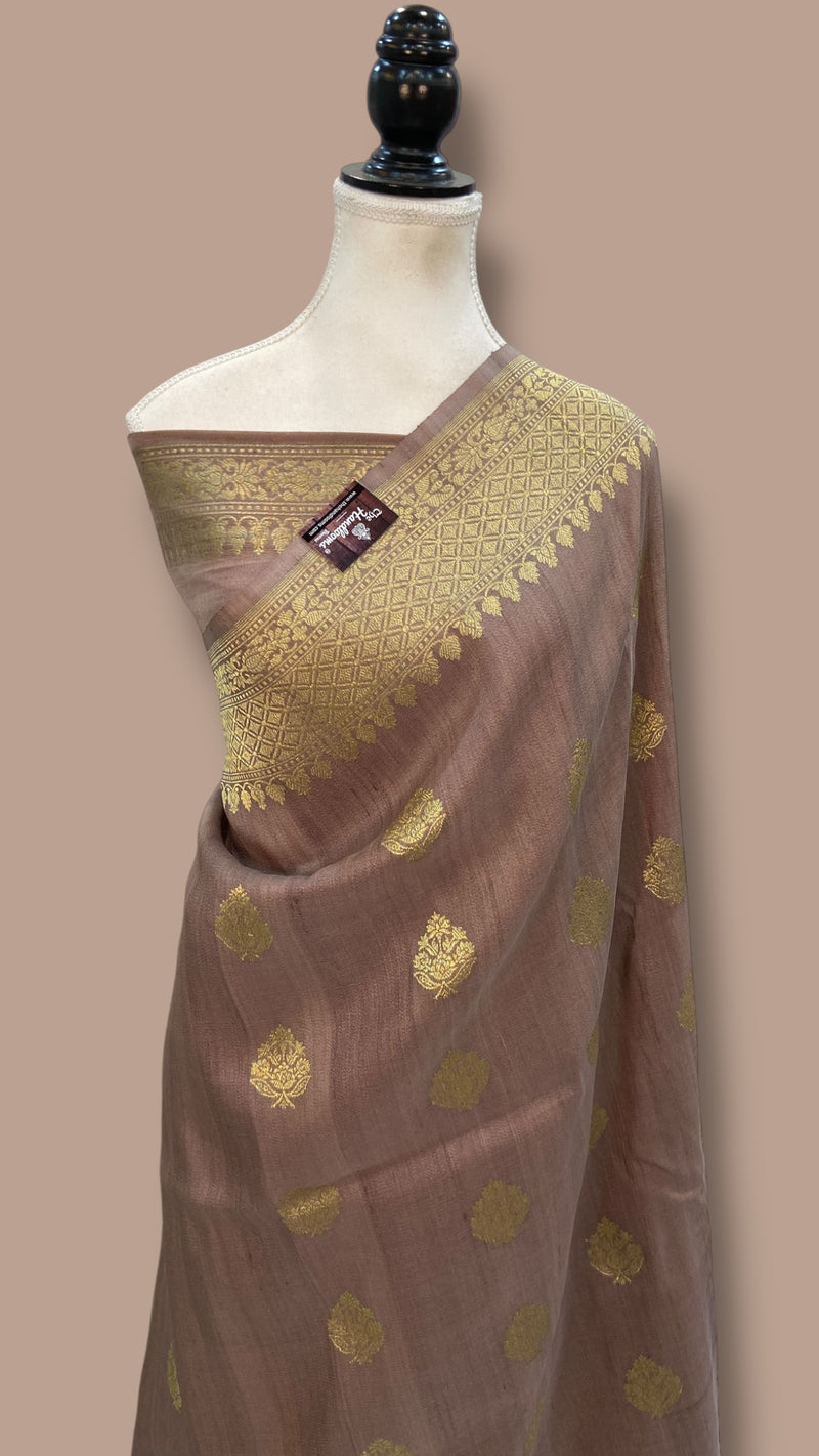 Tussar Georgette Handloom Banarasi Saree - All Over Kadua Boota - The Handlooms
