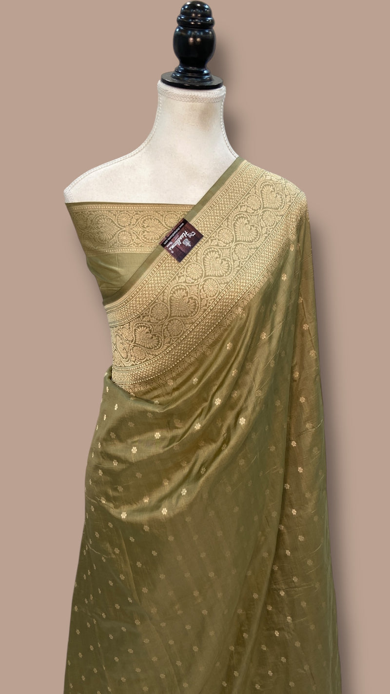 Pure Katan Silk Banarasi Handloom Saree - All Over Motifs - The Handlooms