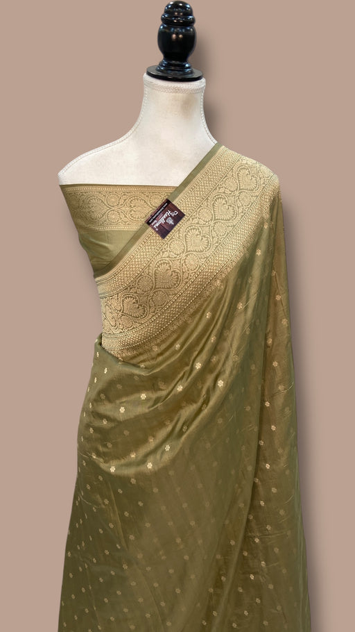 Pure Katan Silk Banarasi Handloom Saree - All Over Motifs - The Handlooms
