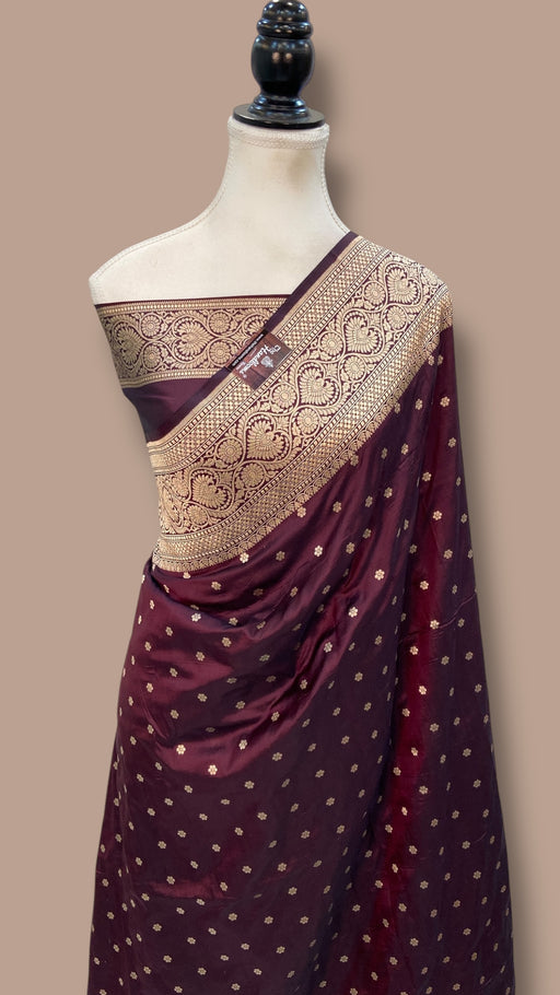 Pure Katan Silk Banarasi Handloom Saree - All Over Motifs - The Handlooms