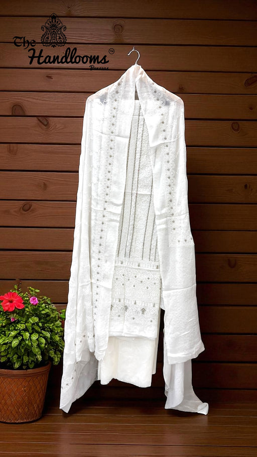 Pure Georgette Banarasi Chikankari 3-Piece Suit - The Handlooms