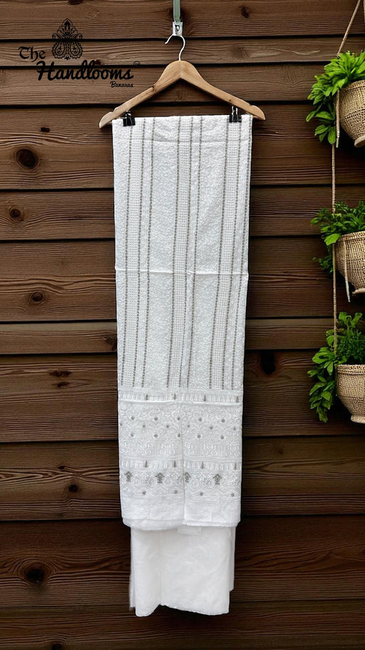 Pure Georgette Banarasi Chikankari 3-Piece Suit - The Handlooms