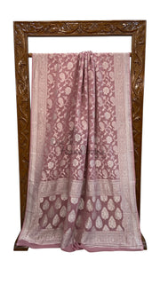 Pure Khaddi Georgette Banarasi Saree Silver Zari - The Handlooms