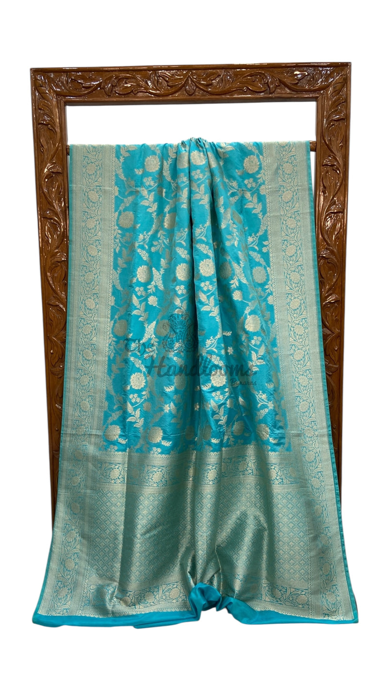 Pure Katan Silk Banarasi Handloom Saree - All Over Jaal Work - The Handlooms