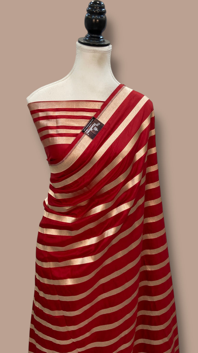 Dia Mirza in Pure Katan Silk Banarasi Handloom Saree - Stripe - The Handlooms