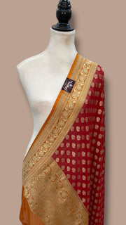 Pure Khaddi Georgette Dupatta - water zari - The Handlooms