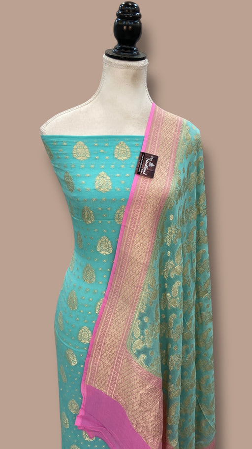 Khaddi Georgette Banarasi Dress material Water Zari - The Handlooms