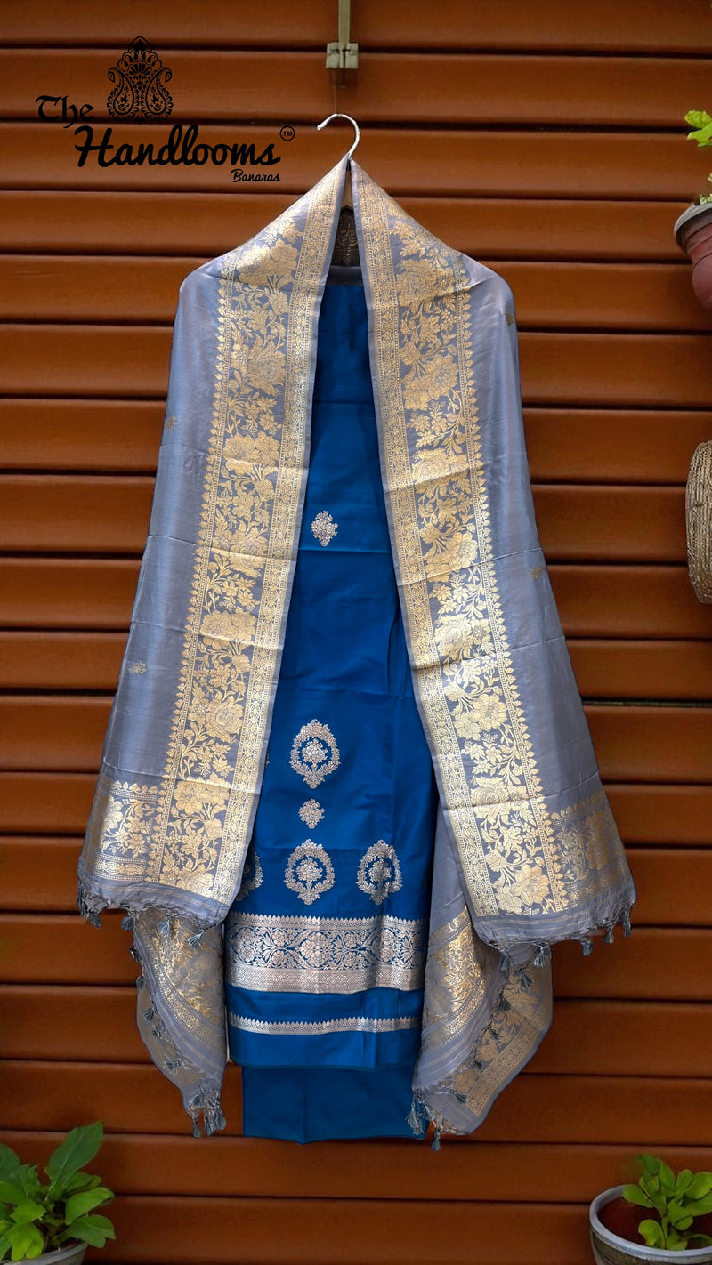 Pure Katan Silk Handlooms Banarasi Dress material - The Handlooms