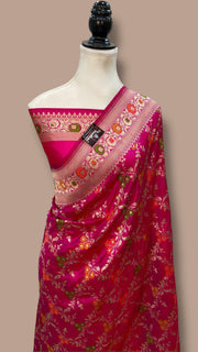 Pure Katan Silk Banarasi Handloom Saree - All over Jaal Work With Meenakari - The Handlooms
