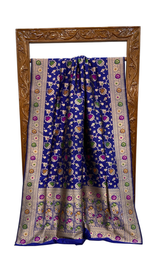 Pure Katan Silk Banarasi Handloom Saree - All over Jaal Work With Meenakari - The Handlooms