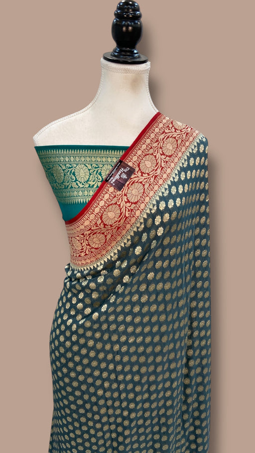 Khaddi Georgette Handloom Banarasi Saree - The Handlooms