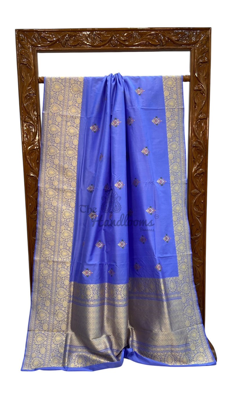 Pure Katan Silk Banarasi Handloom Saree - All Over Kadiyal Boota - The Handlooms