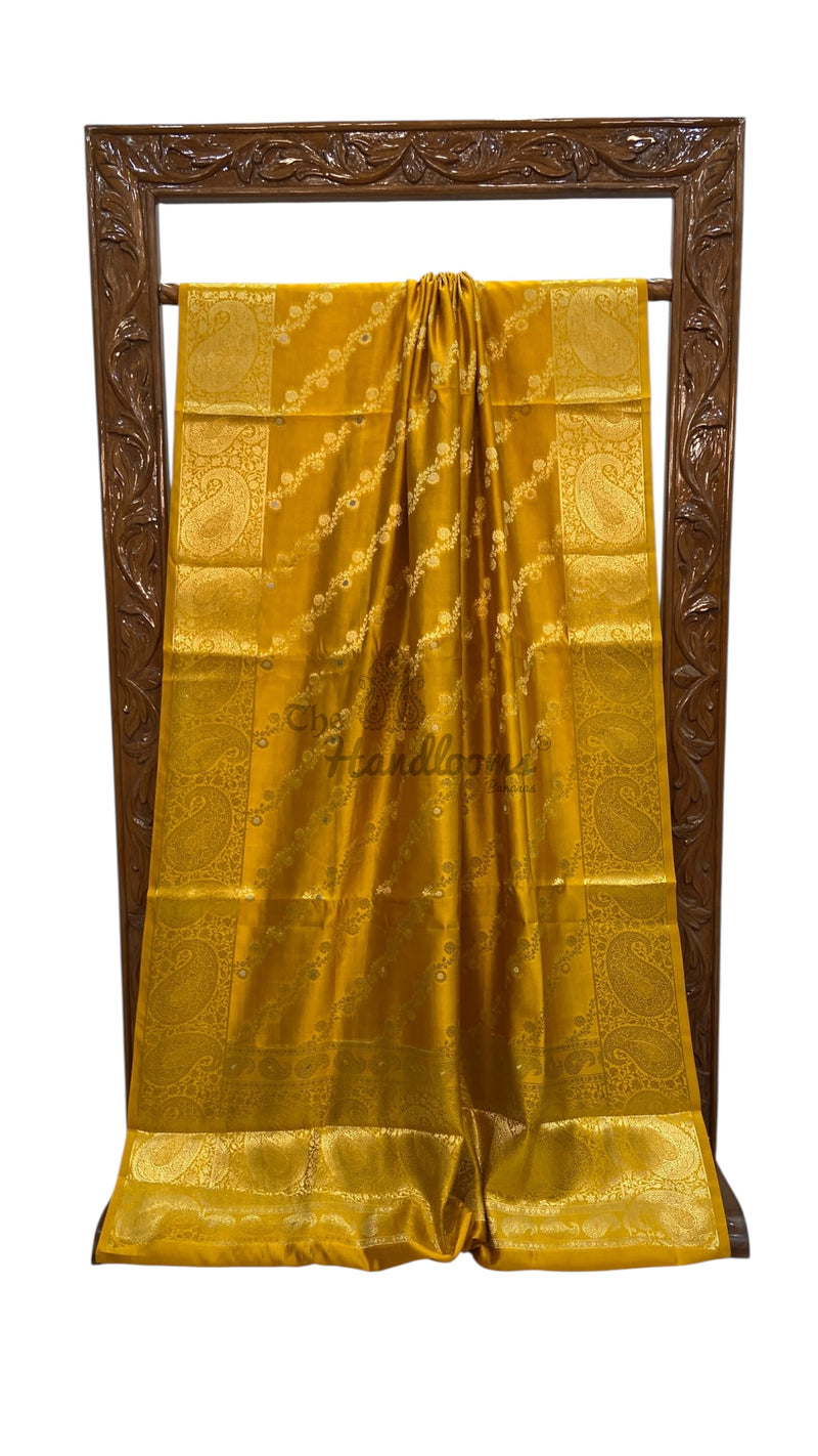 Pure Mango Silk Banarasi Handlokom Saree - The Handlooms