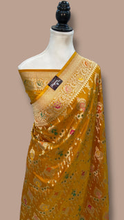 Pure Katan Silk Banarasi Handloom Saree - All over Jaal Work With Meenakari - The Handlooms