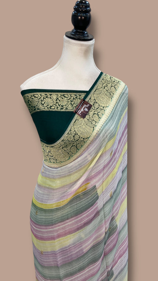 Pure Khaddi Georgette Handloom Banarasi Saree with water zari - The Handlooms