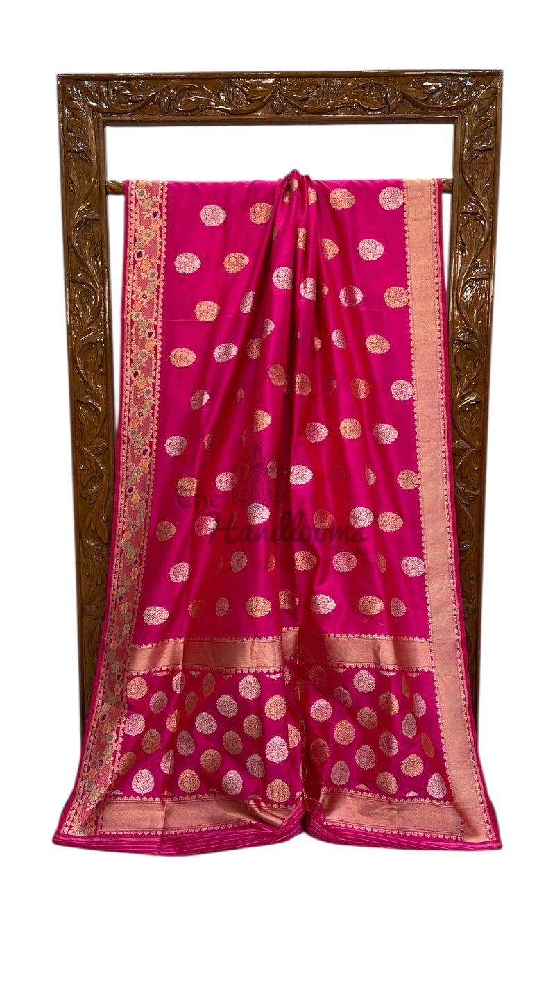 Pure Katan Silk Banarasi Handloom Saree - All Over Kadiyal Boota - The Handlooms