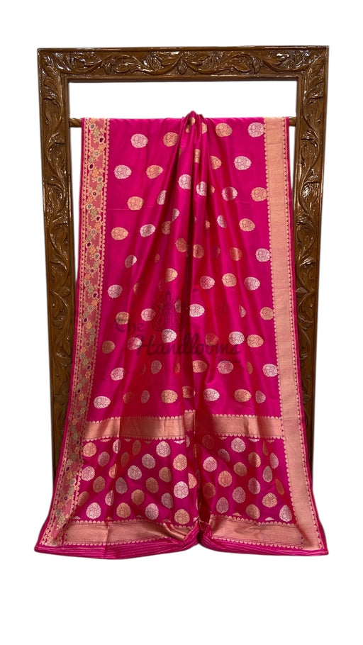 Pure Katan Silk Banarasi Handloom Saree - All Over Kadiyal Boota - The Handlooms