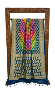 Pure Georgette Banarasi Bandhej Handloom Saree Multicolor - The Handlooms