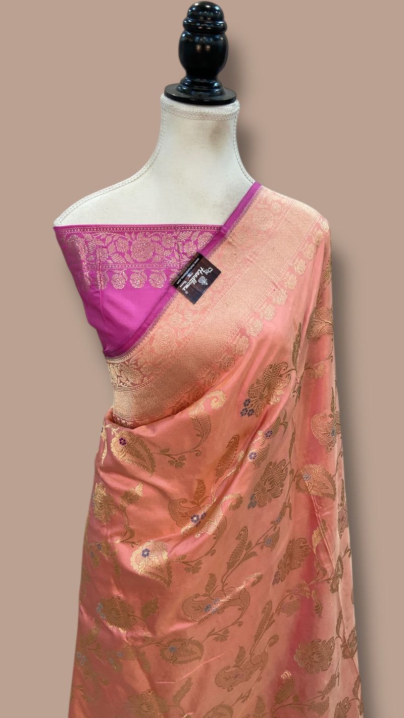 Ektara Pure Katan Silk Banarasi Handloom Saree - All Over Kadiyal Jaal Work - The Handlooms