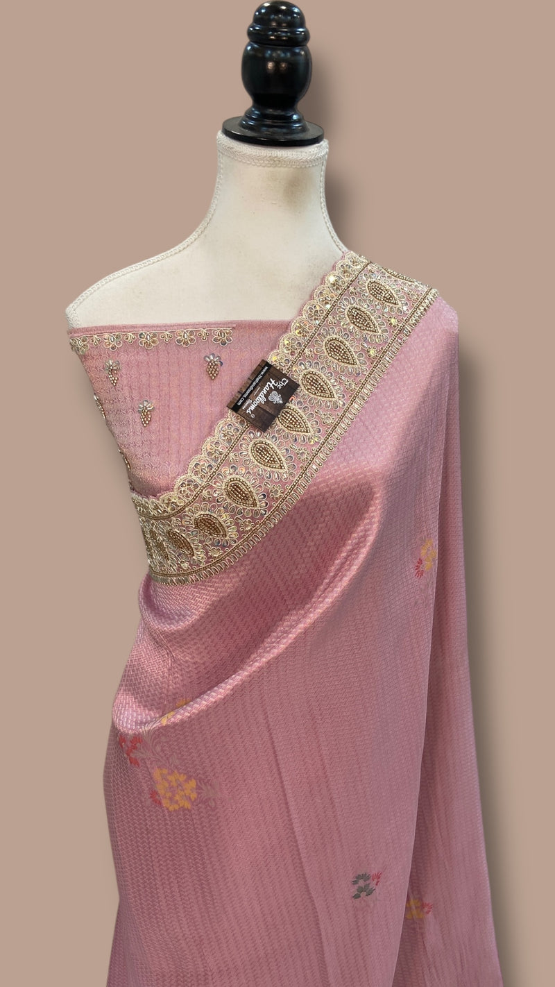 Banarasi Brocade Silk Saree with Exquisite Handwork - The Handlooms
