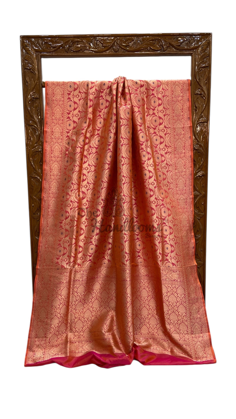 Regal Pure Katan Silk Banarasi Saree – Handwoven Tanchui Brocade with Meenakari Work - The Handlooms