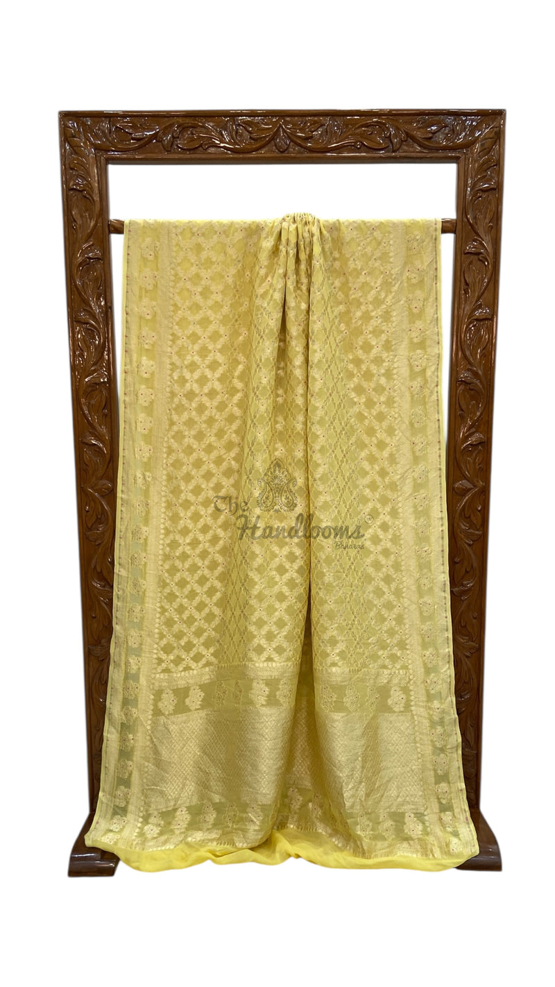 Khaddi Georgette Handloom Banarasi Saree - Meenakari