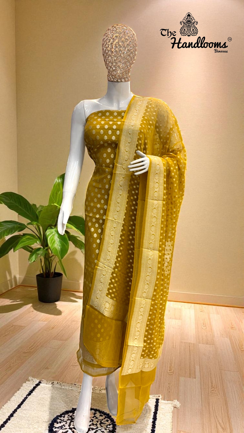 Tissue Khaddi Georgette Banarasi Dress material - The Handlooms