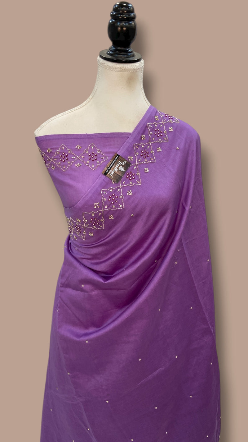 Pure Chanderi Cotton Handloom Banarasi Saree - Handwork