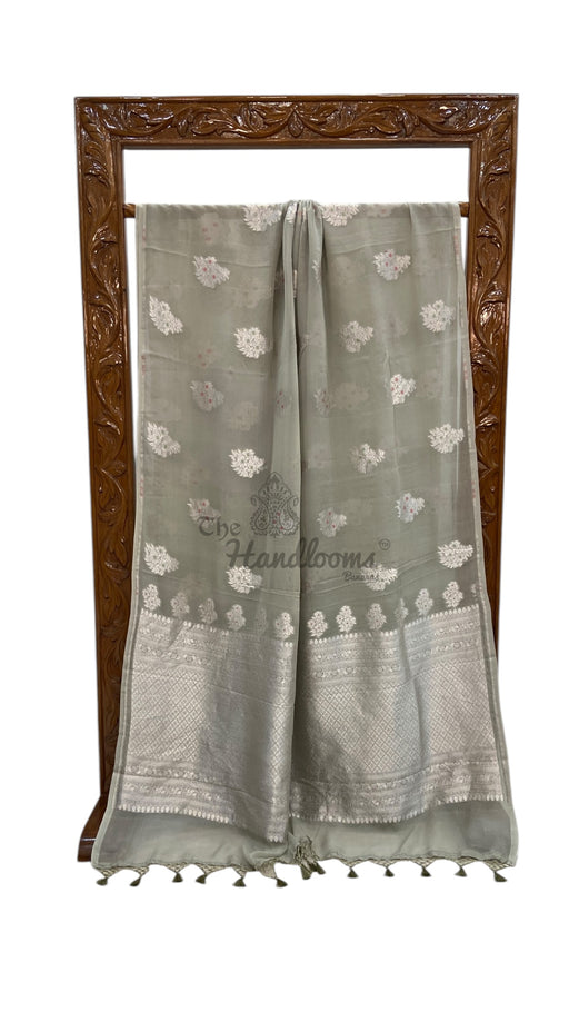 Pure Khaddi Georgette Banarasi Saree -  Water Zari - The Handlooms