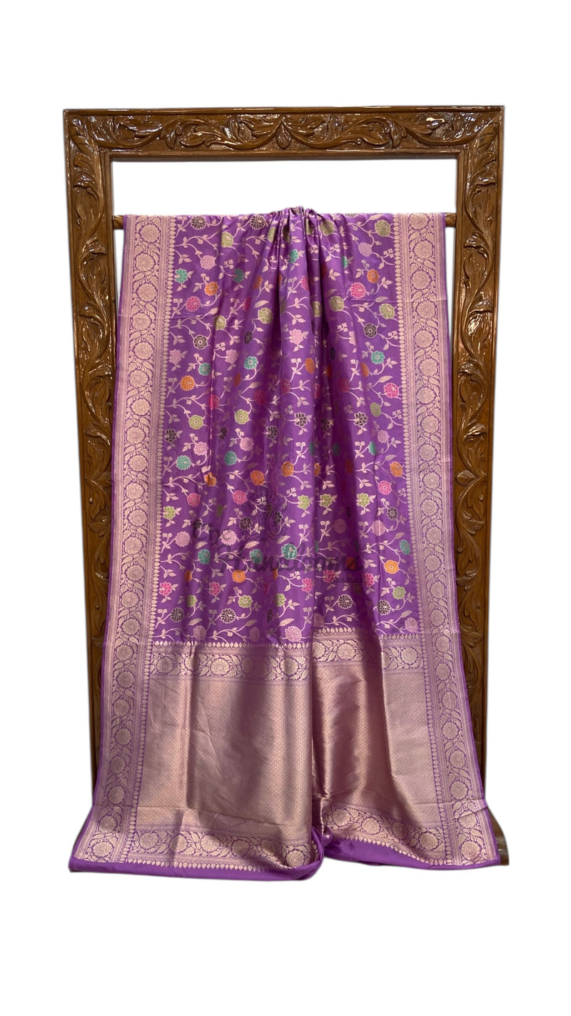 Pure Katan Silk Banarasi Handloom Saree - All over Jaal Work With Meenakari - The Handlooms