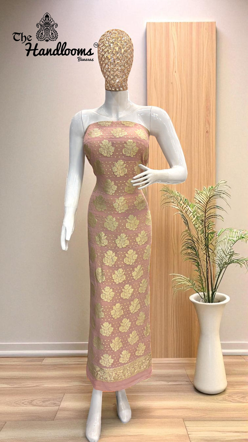 Khaddi Georgette Banarasi Dress material Water Zari - The Handlooms