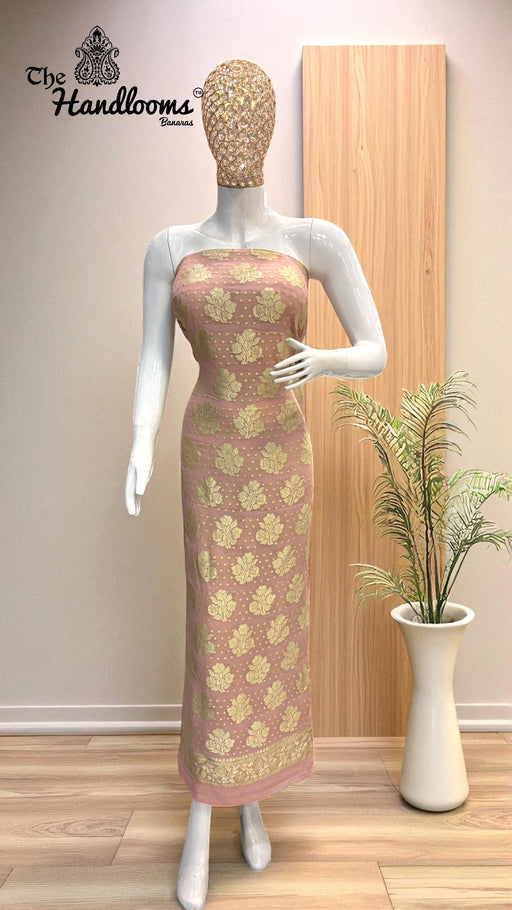 Khaddi Georgette Banarasi Dress material Water Zari - The Handlooms