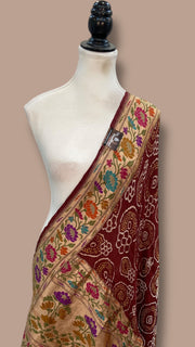 Pure Georgette Banarasi Bandhej Handloom Dupatta - The Handlooms