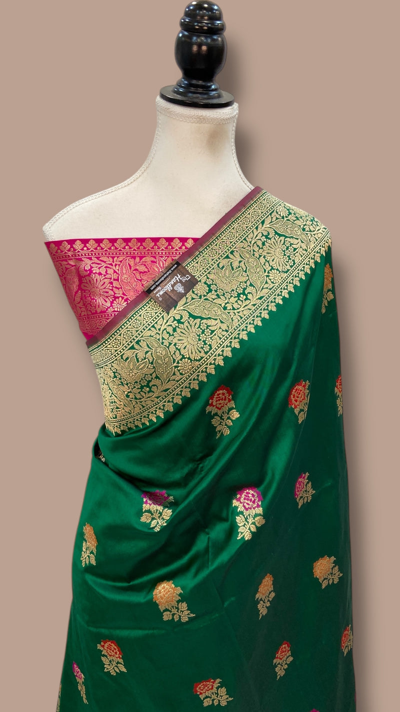 Pure Katan Silk Banarasi Handloom Saree - All over Jaal Work With Meenakari - The Handlooms