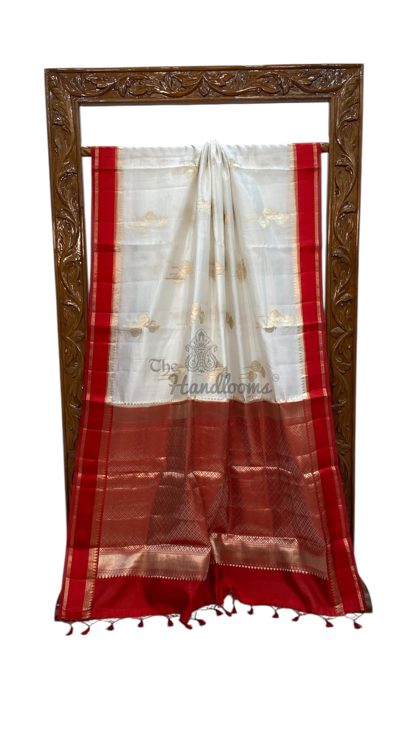 Pure Mango Silk Banarasi Handlokom Saree - The Handlooms
