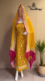 Khaddi Georgette Banarasi Dress material Water Zari - The Handlooms