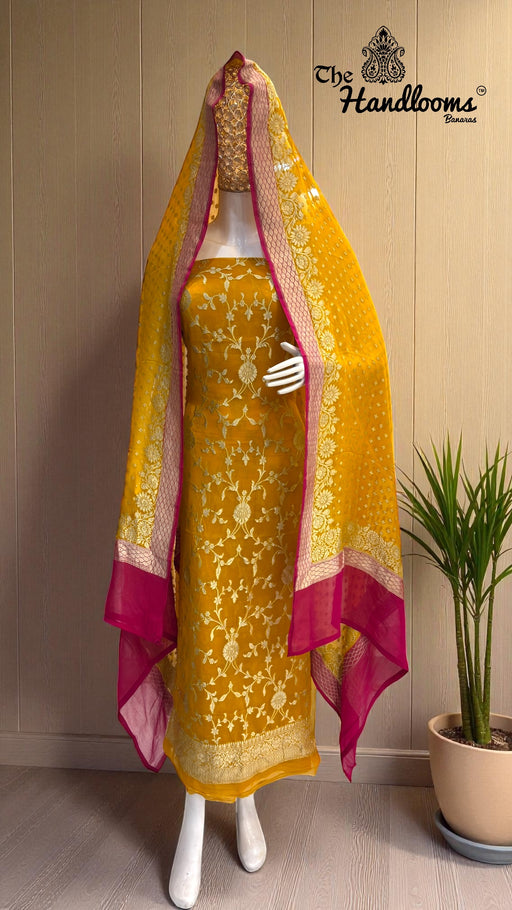 Khaddi Georgette Banarasi Dress material Water Zari - The Handlooms