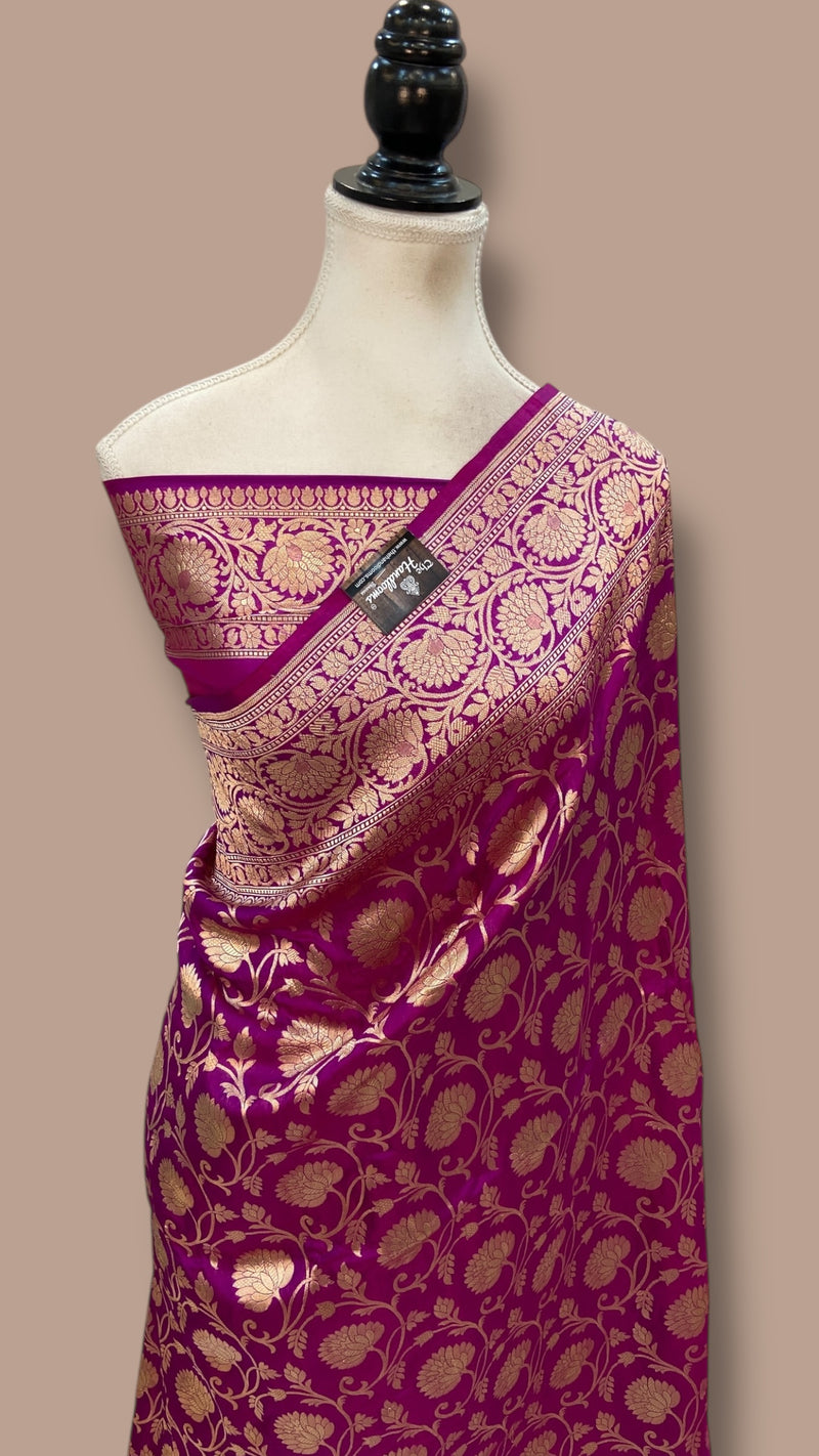 Pure Katan Silk Banarasi Handloom Saree - All Over Jaal Work - The Handlooms