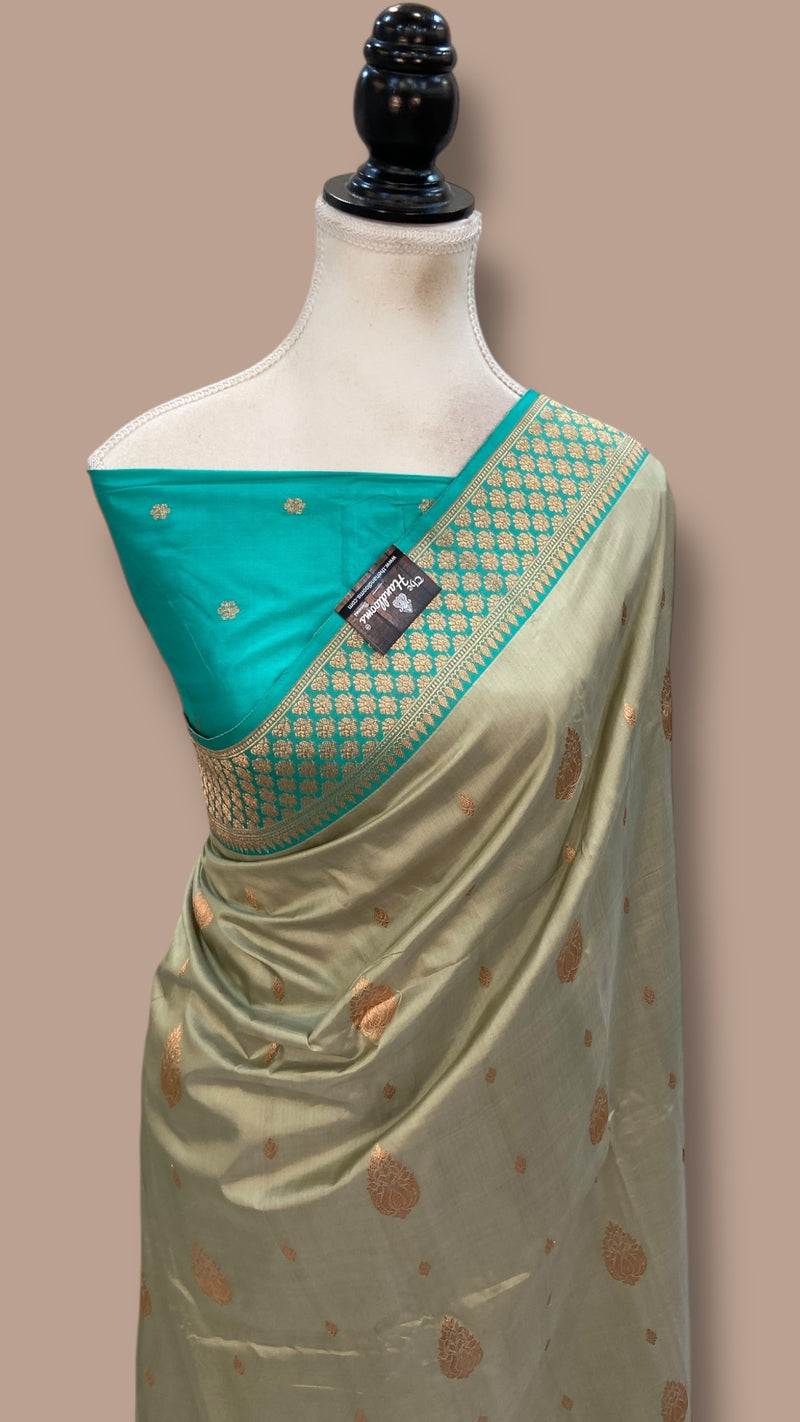 Pure Katan Silk Banarasi Handloom Saree - All Over Kadua Motifs - The Handlooms