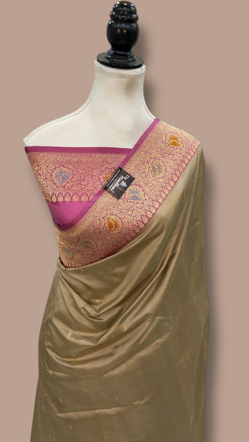 Pure Katan Silk Banarasi Handloom Saree - All Over Kadua Motifs - The Handlooms
