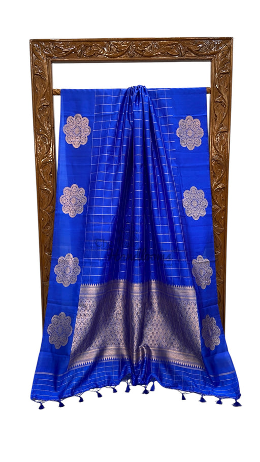 Pure Katan Silk Banarasi Handloom Saree - All Over Chex - The Handlooms