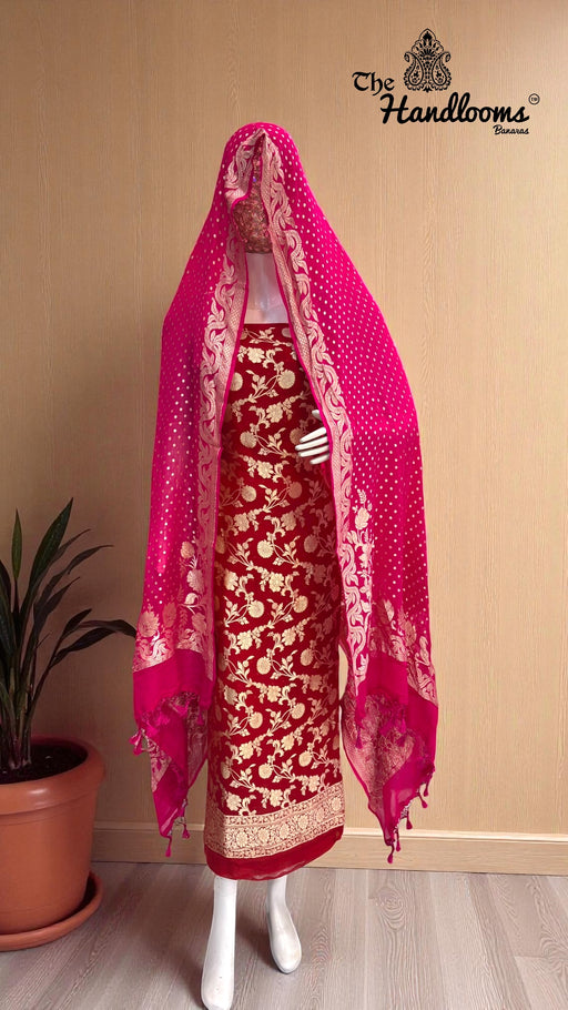 Khaddi Georgette Banarasi Dress material Water Zari - The Handlooms