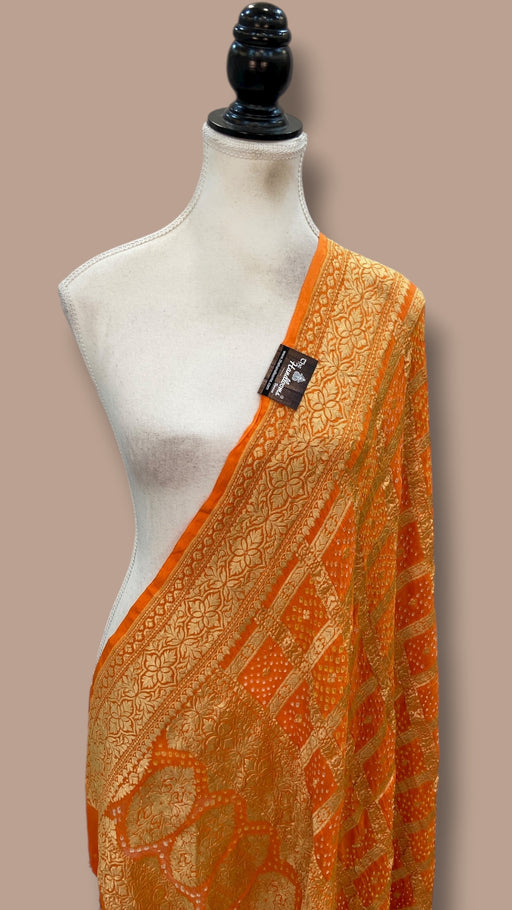 Pure Georgette Banarasi Bandhej Handloom Dupatta - The Handlooms