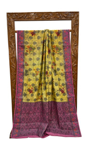 Pure Chiniya Silk Handloom Banarasi Saree Digital Print - The Handlooms