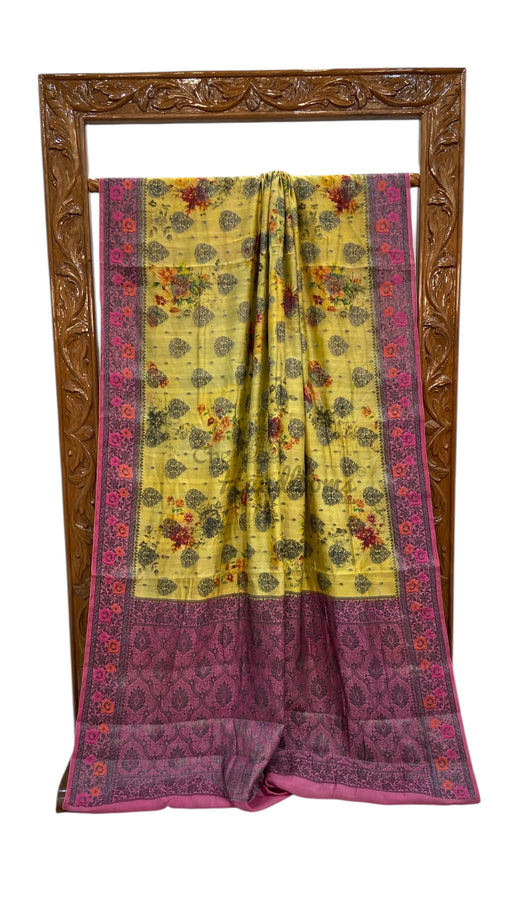 Pure Chiniya Silk Handloom Banarasi Saree Digital Print - The Handlooms