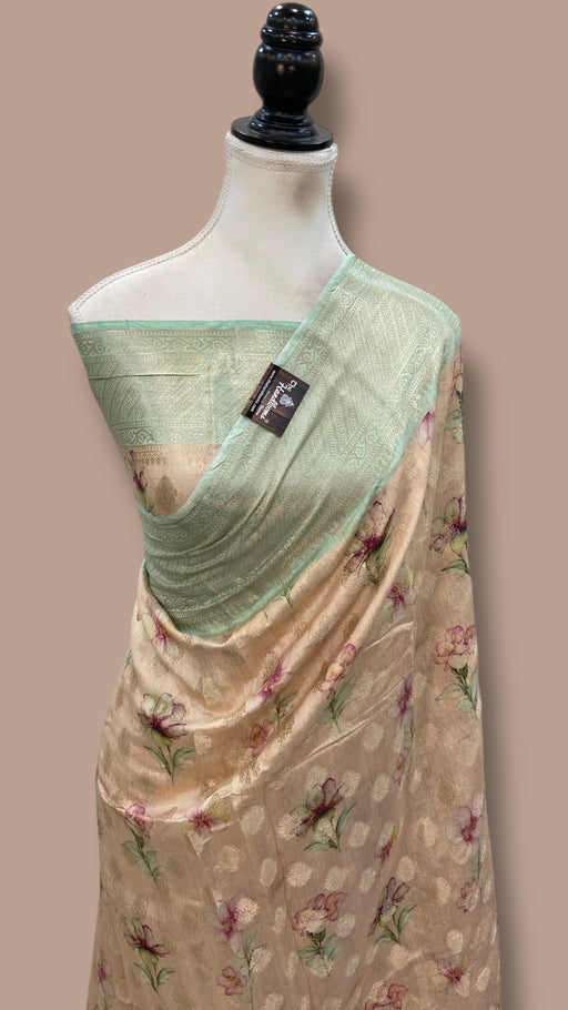 Pure Chiniya Silk Handloom Banarasi Saree Digital Print - The Handlooms